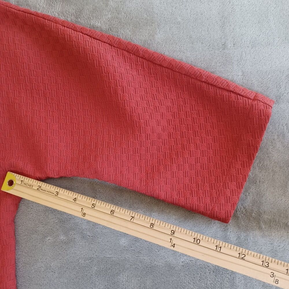 Chicos Sz 1/ M Artsy Boxy Topper Jacket Blazer Casual Relaxed Textured Coral Red - Picture 7 of 9